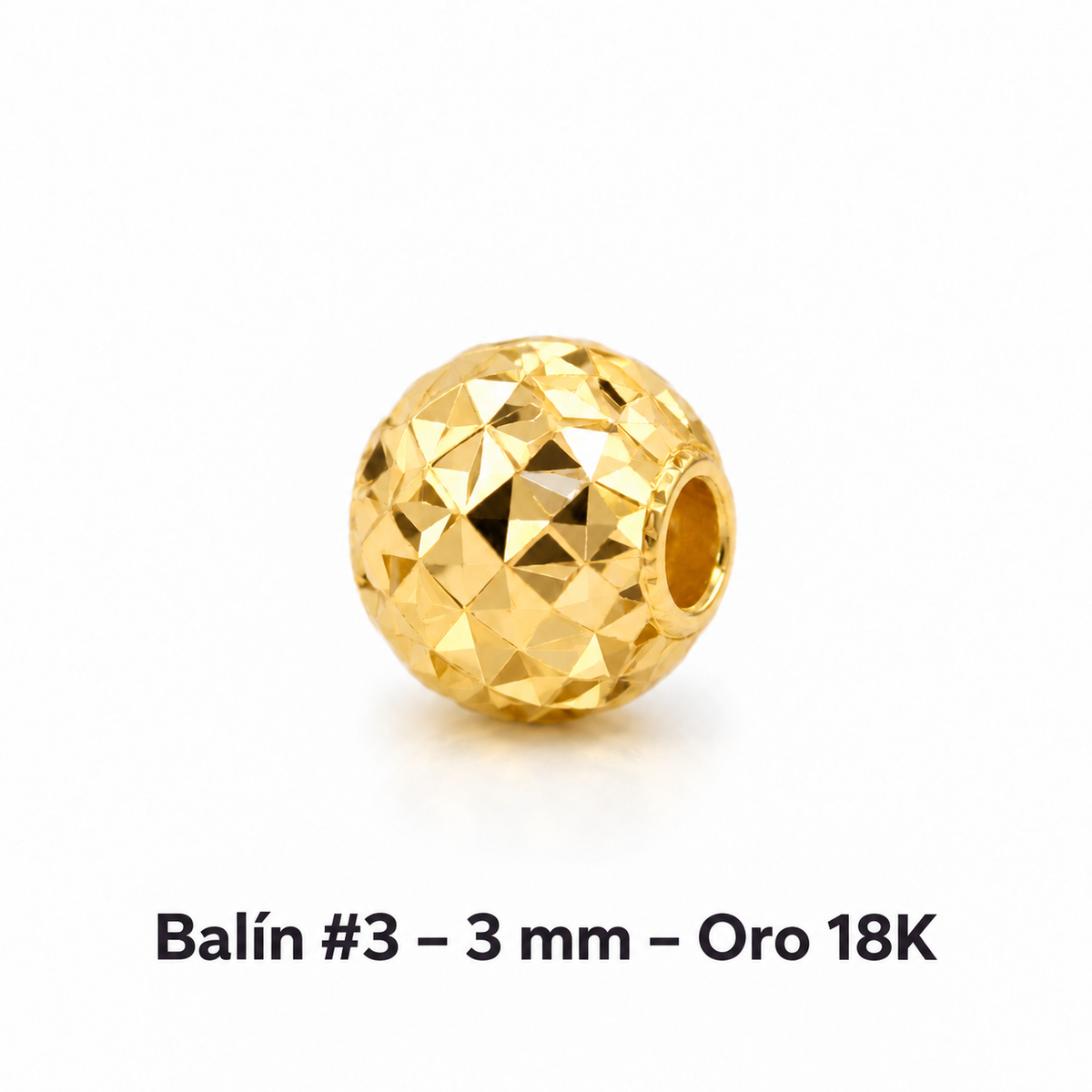 Balín número 3 de 3 mm en oro de 18 kilates